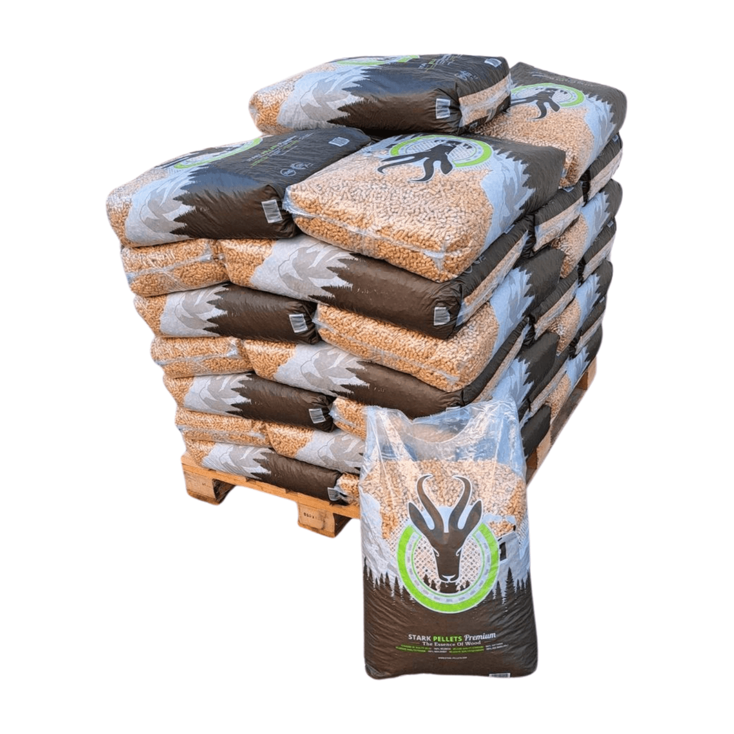 PalletteBadger-1 Granulés de bois STARK PELLETS 1/2 Palette de 36 Sacs de 15kg soit 540kg – Image 1