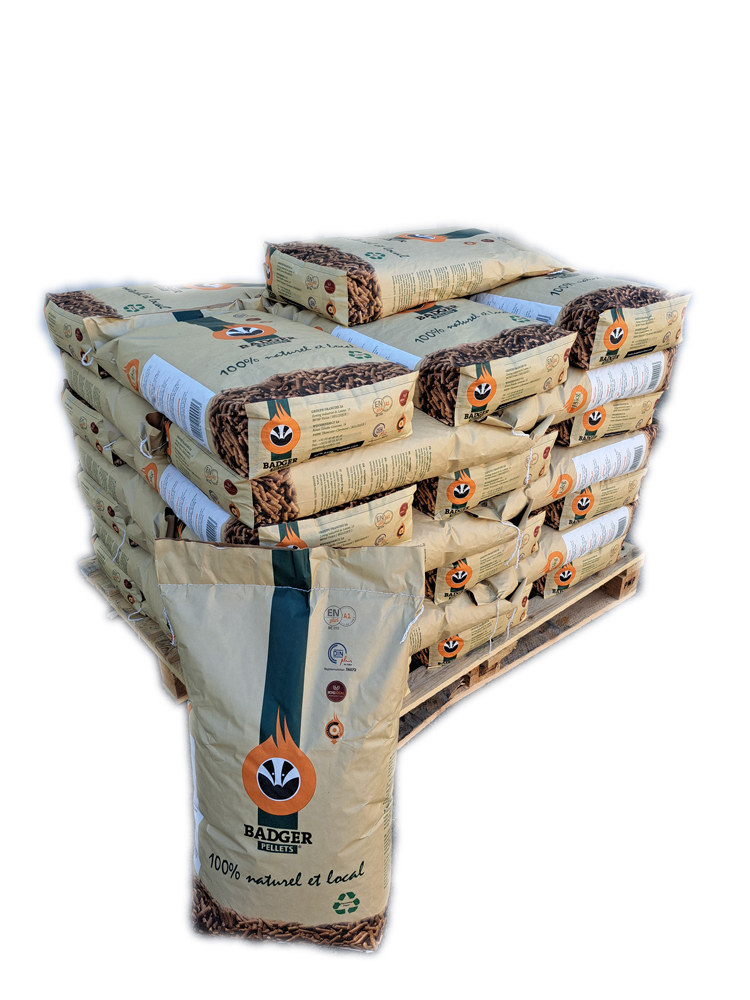 demipalette-Badger GRANULÉS DE BOIS BADGER 1/2 Palette de 36 Sacs de 15kg soit 540kg – Image 1
